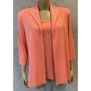 MISOOK Open Front Blazer Jacket & Matching Tank Set, Sz M, Coral, EUC